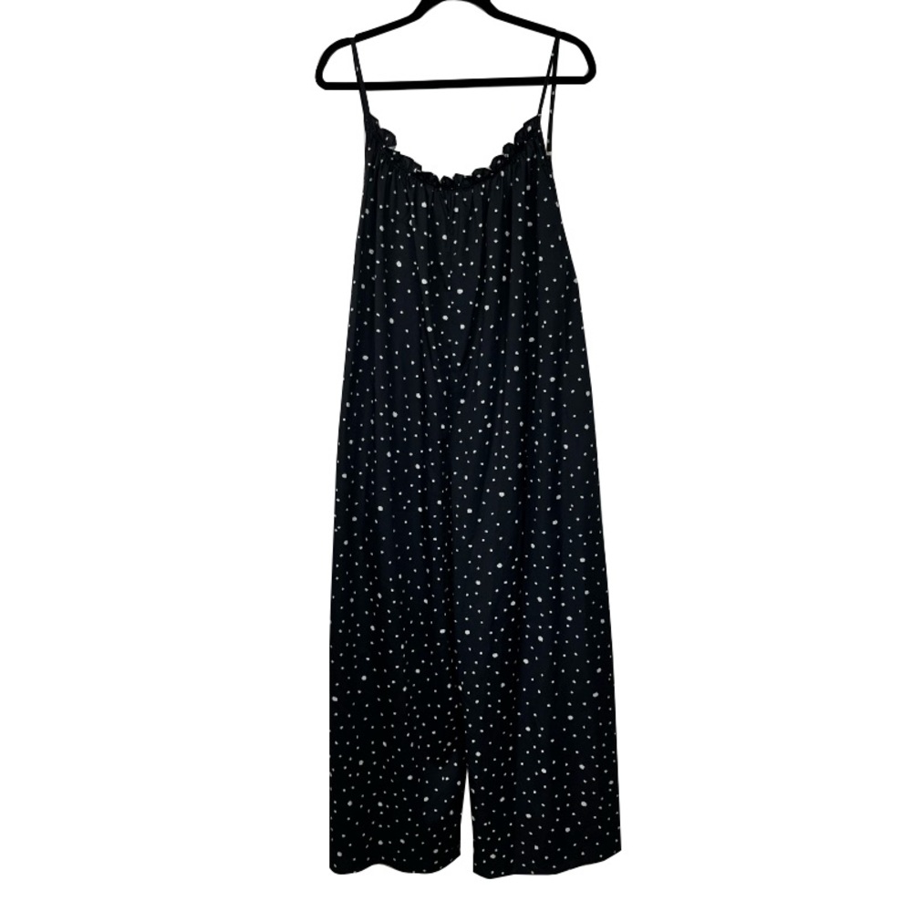 Vestique Black and White Polka Dot Wide Leg Crop Fit Jumpsuit